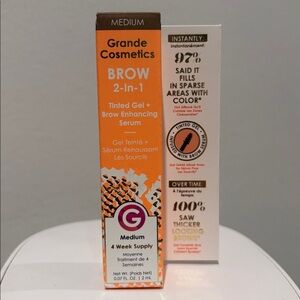NWT GRANDE COSMETICS GrandeBROW 2-In-1 Tinted Brow Gel + Brow Enhancing Serum